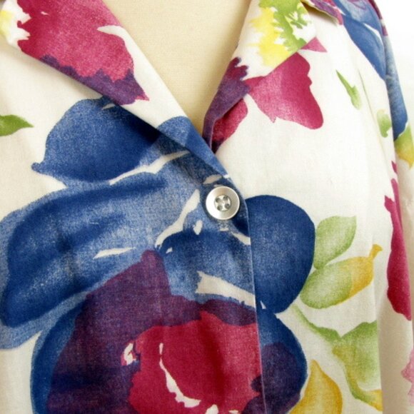 Vintage Women Blouse 22W 42 Large Floral Button Front Short Sleeves Country Boho - Picture 6 of 7